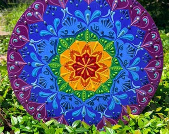 Inner Light – Hand-Painted Chakra Mandala on Wood | Energy Alignment Art | Vibrant Spiritual Decor
