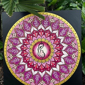 Divine Mother Mandala – Hand-Painted Symbol of Pregnancy and Feminine Power | Sacred Feminine Wall Art