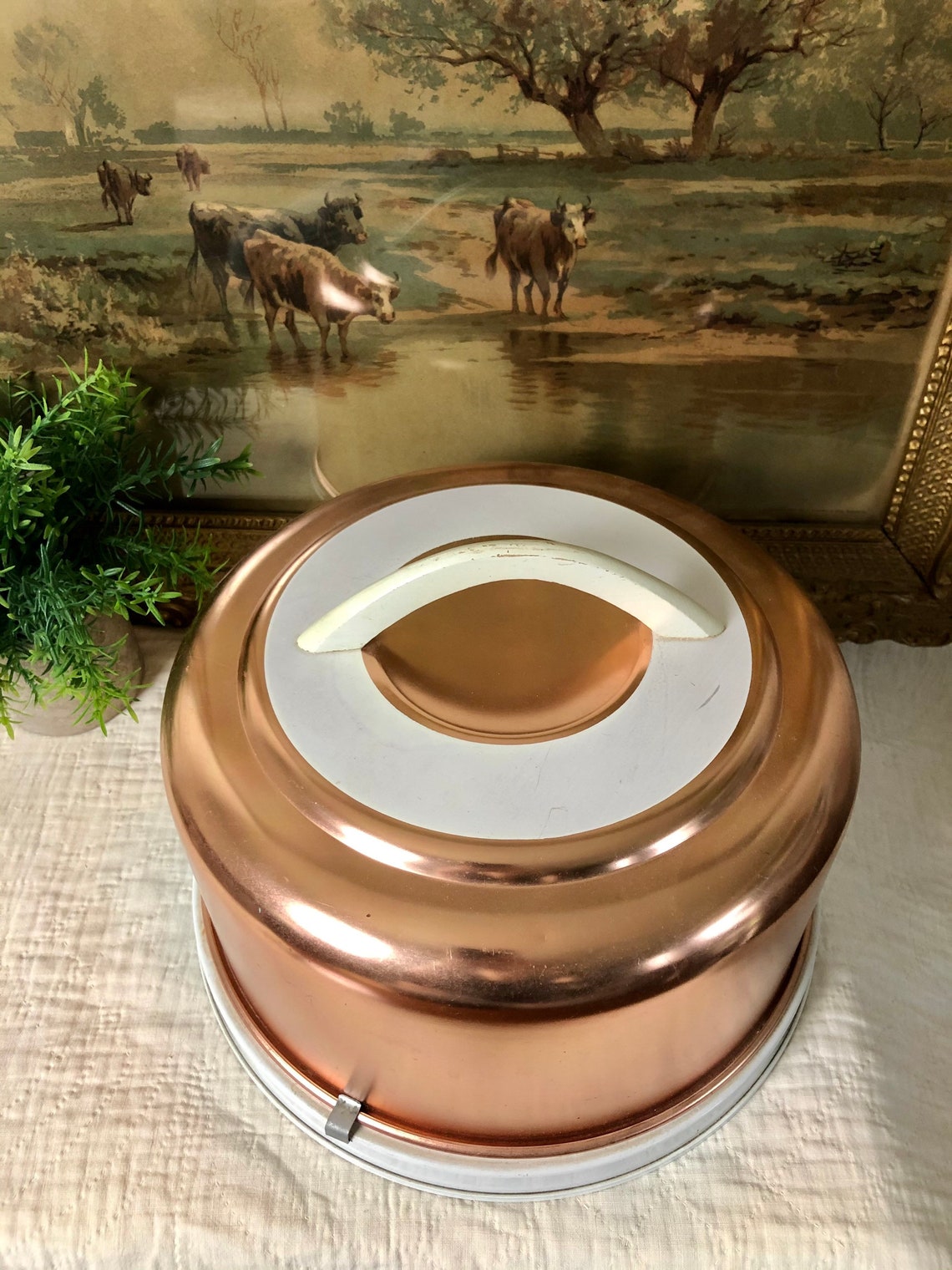 Vintage Copper Cake Carrier Mirro Metal Cake Carrier Etsy
