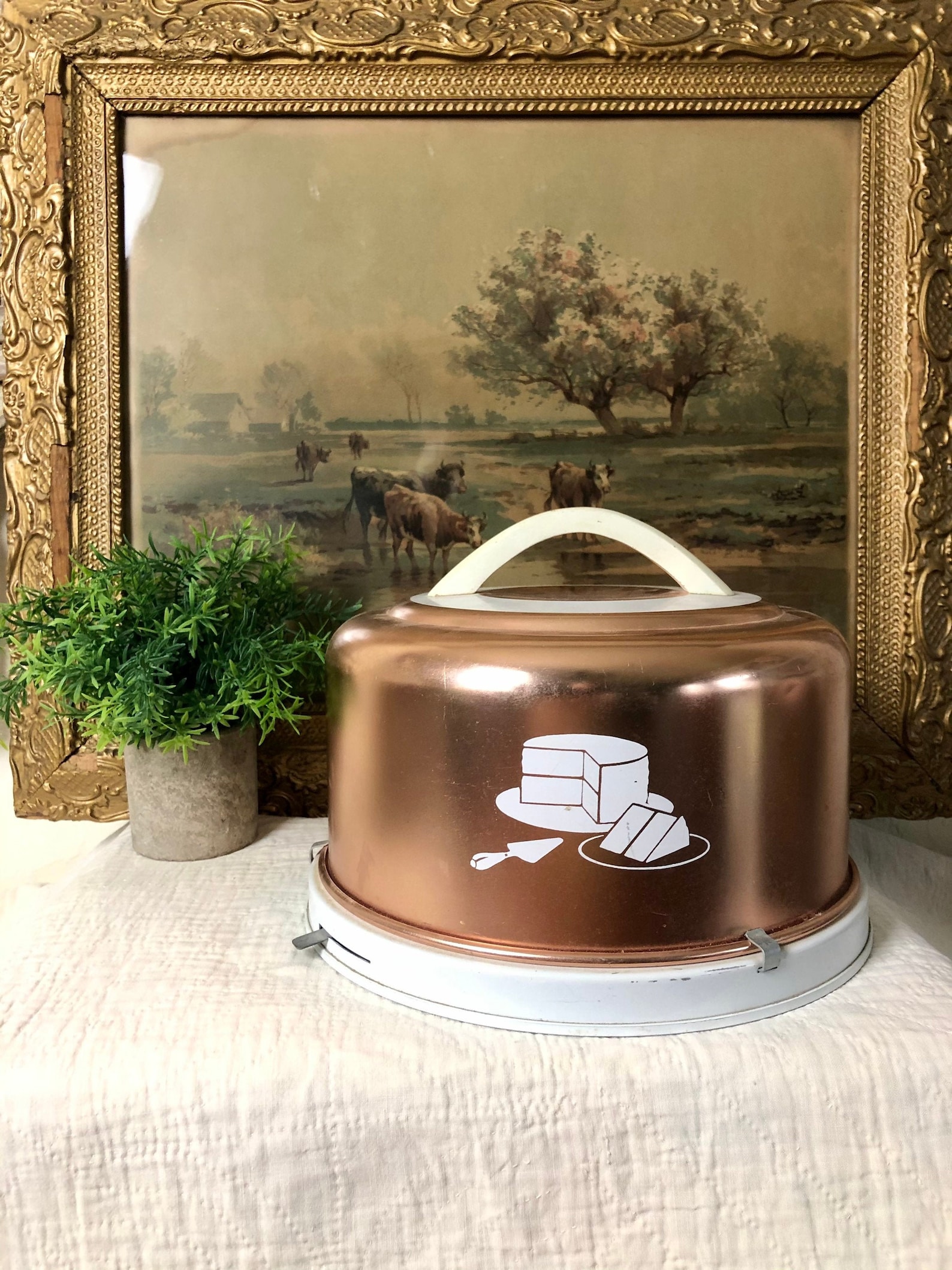Vintage Copper Cake Carrier Mirro Metal Cake Carrier Etsy