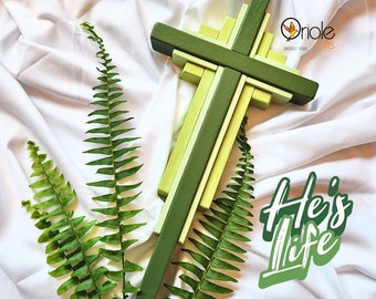 Handmade Wooden Cross: Religious Wall Decor, Christian Gift (16"X7.5")
