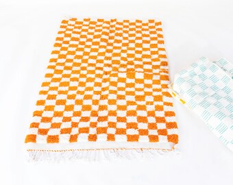 Checkered Rug Morocco ~5"x3" Handmade