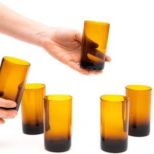 Tall Amber Highball Glass (12) - Hand-blown  Colombia