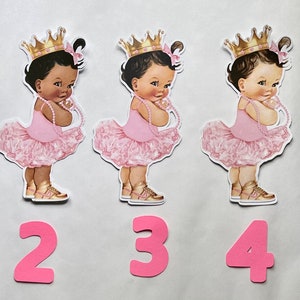 Princess Baby Shower Girl, Cutouts Vintage Pink Tutu Gold Crown Baby Party Decorations PRE-CUT