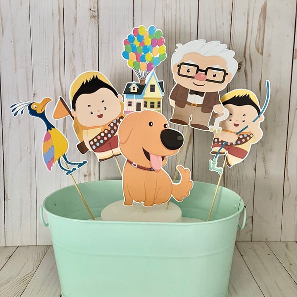 set of 8 Up In the Sky Adventure Centerpieces Picks Party decorations Cake Topper Birthday