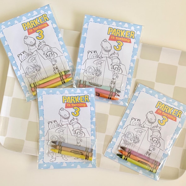 Toy Story Party Favors Coloring Pages with Crayons Birthday Activity Sheets