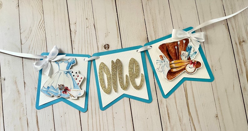 Alice In Onederland High Chair Banner Wonder First Birthday Garland Alice Wonder 1st Party Decoration