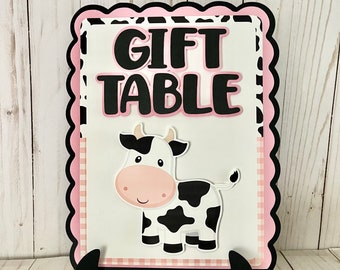 Cow Gift Table Sign Party Decoration Baby Birthday Sign