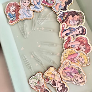 Set of 12 Princess Cupcake Toppers Birthday Party