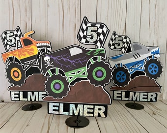 Monster Trucks Birthday Party Centerpiece Stand Decorations 12 inches