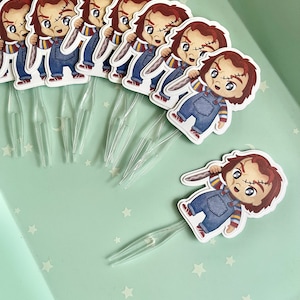 Set of 12 Horror Birthday Cupcake Toppers Halloween Toppers Horror Movies Birthday Party