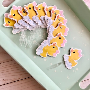Set of 12 Girl Rubber Duck Birthday Party Cupcake Toppers Duck Girl Party