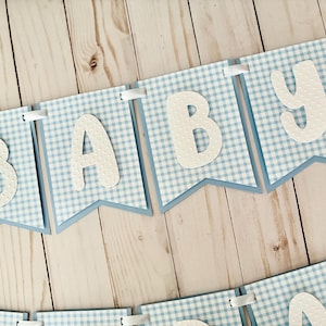 Light Blue Gingham Banner Baby Shower Welcome Baby Blue Gingham Party Decorations