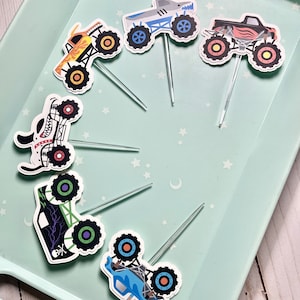 Set of 12 Monster Trucks Birthday Cupcake Toppers Monster Trucks Party