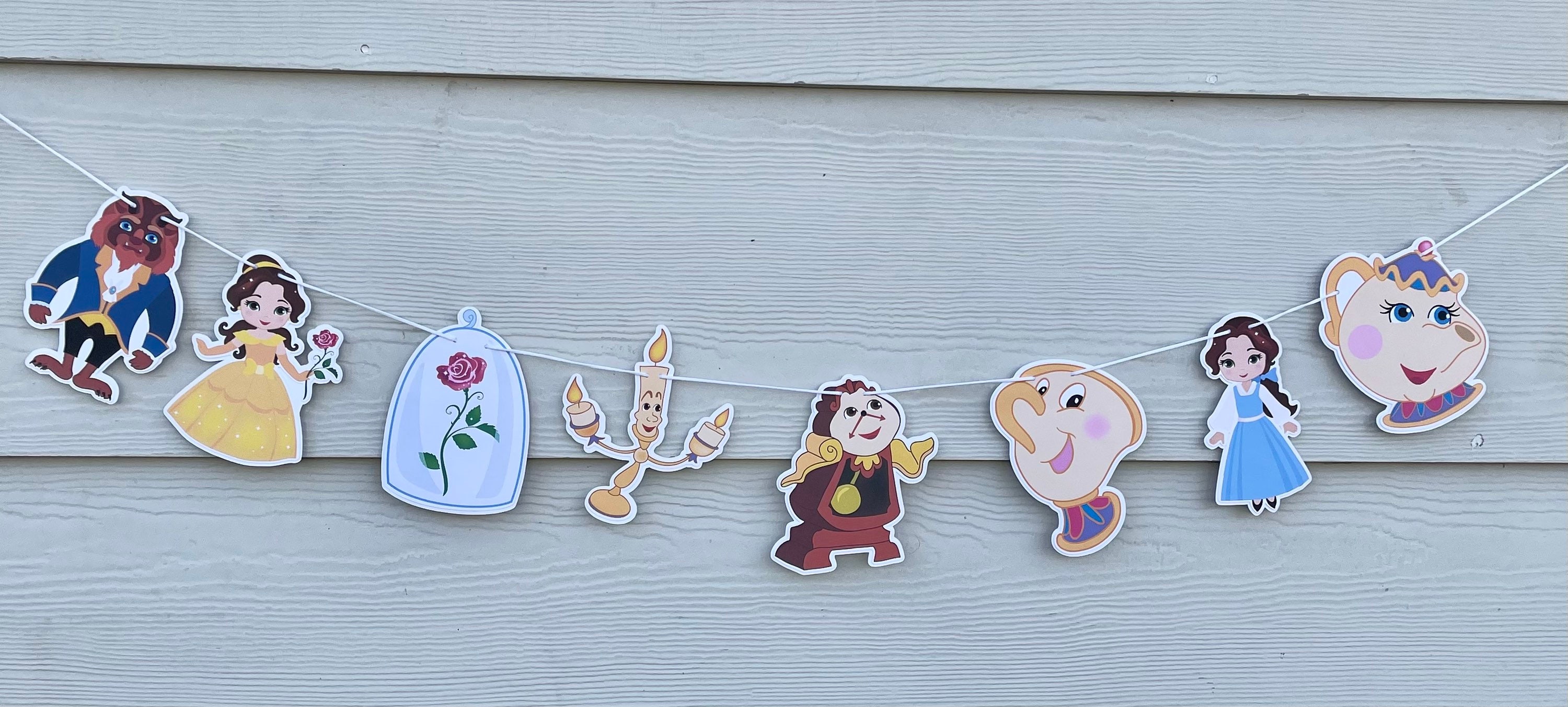 Belle The Beauty Princess Garland Birthday Banner Belle and the Beast Decorations Garland