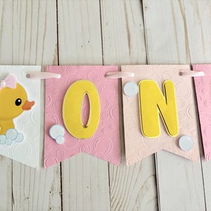 Pink Rubber Duck One Birthday Banner, Girl Ducky First Birthday Party Banner, Decorations