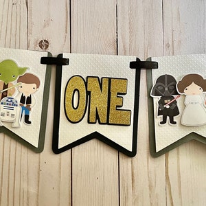 Cartel para silla alta de primer cumpleaños de Star Wars