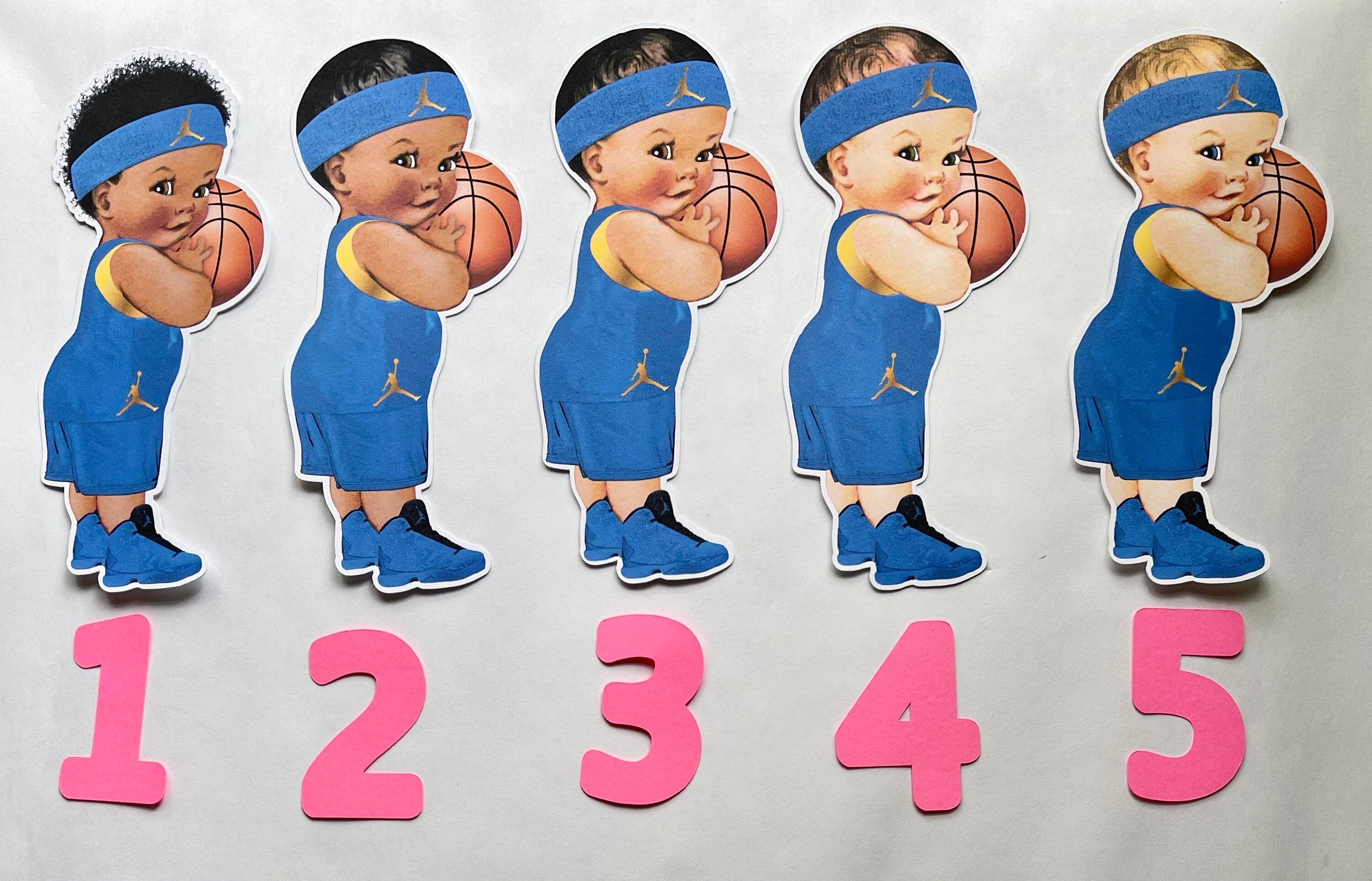 Set of 2 PRECUT Basketball Baby Boy Printed Cutouts Vintage Etsy