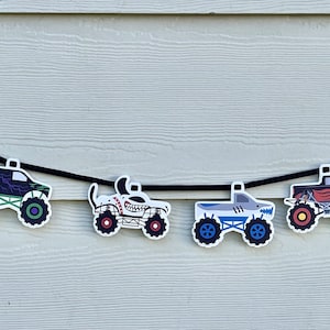 Monster Trucks Birthday Party Garland Banner Monster Truck Decorations