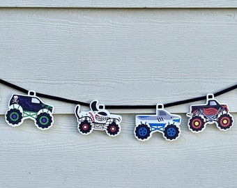 Monster Trucks Birthday Party Garland Banner Monster Truck Decorations