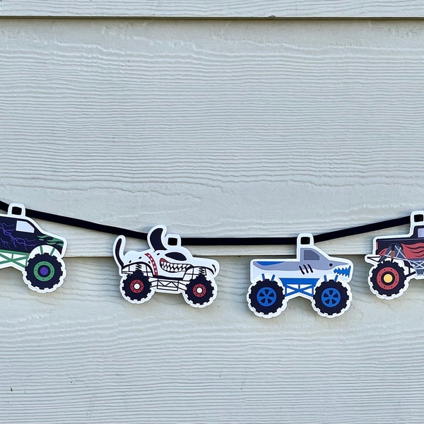 Monster Trucks Birthday Party Garland Banner Monster Truck Decorations