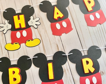 Happy Birthday Banner | Mickey Theme Party | Mickey Birthday Party | Mickey Banner