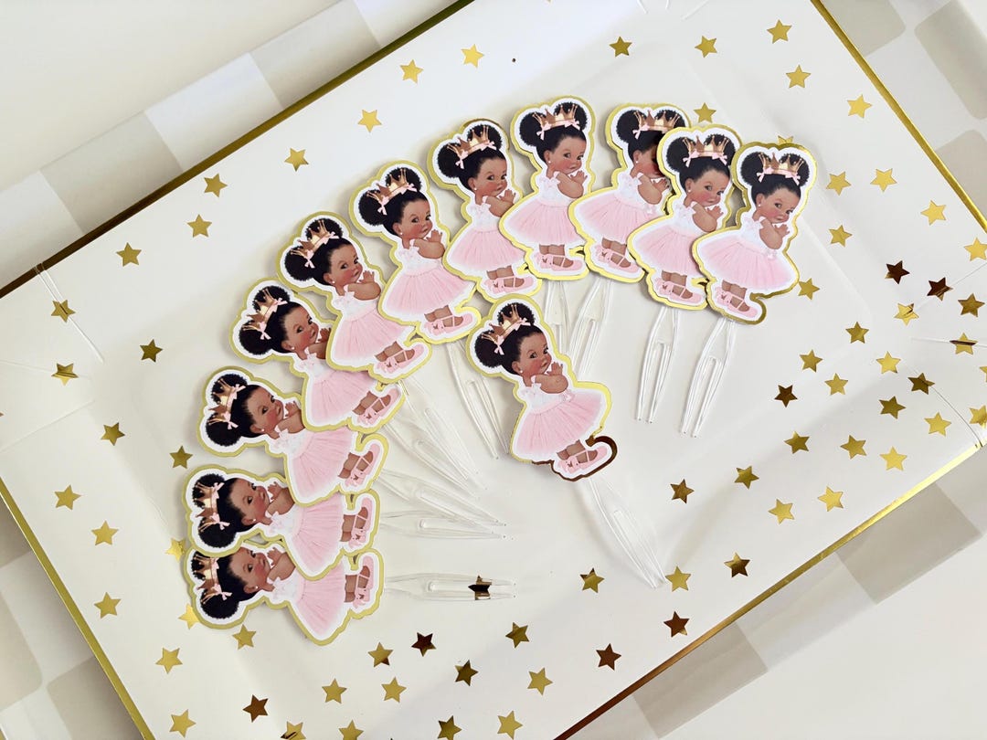 Set of 12 Princess Baby Pink Tutu Ballerina Cupcake Toppers Birthday ...