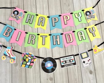80s Birthday Banner Retro Party Decorations Garland