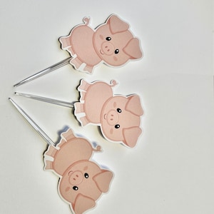 Set of 12 Pig Cupcake Toppers Pig Birthday Party Farm Barnyard Cupcake Toppers
