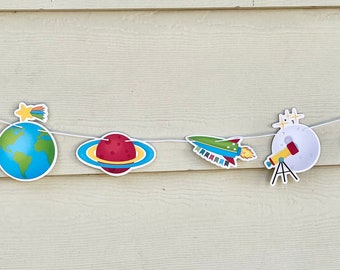 Outer Space Birthday Party Garland Banner Astronaut Decorations Birthday