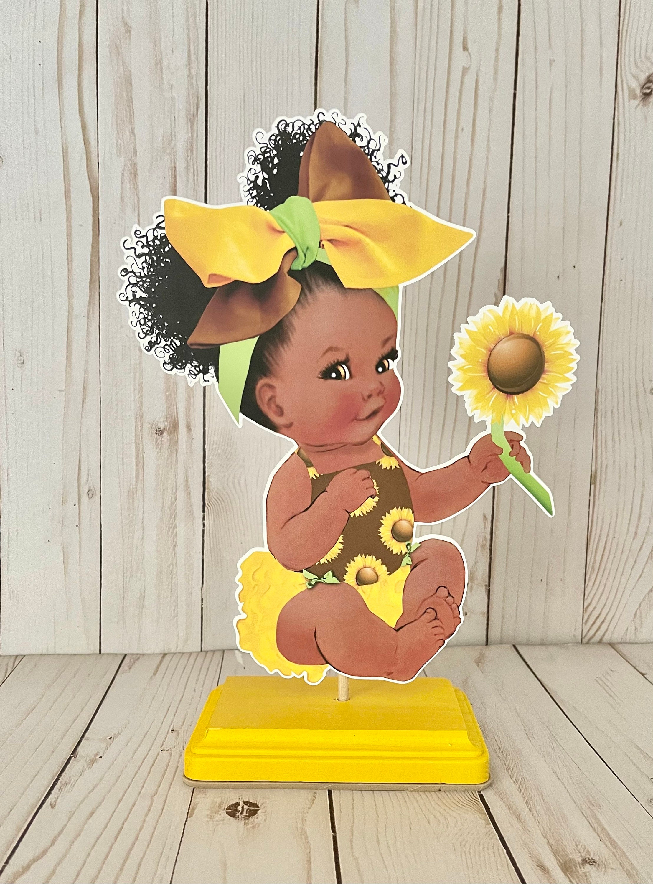 Sunflower Baby Girl Party Centerpiece Stand Table Decorations Sitting Baby Sunflower Party 10 inch