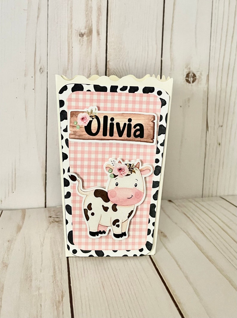 Cow Popcorn Boxes Cow Party Favors Pink Cow Birthday Etsy
