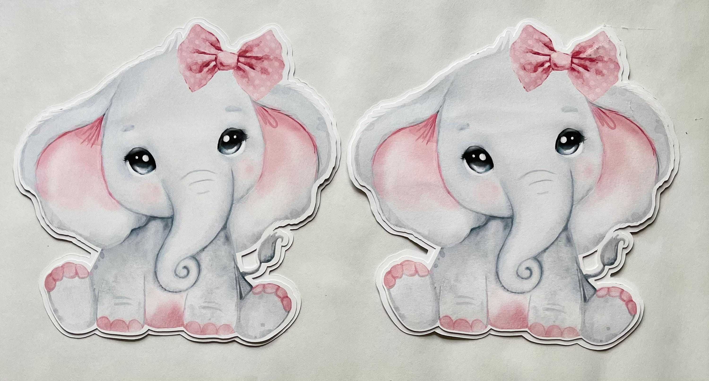 Pink Eared Baby Elephants Party Props, Coroplast, Cutouts, Character