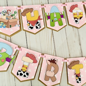 Pink Toy Adventure Story Birthday Banner Party Decorations Girl Toy Story