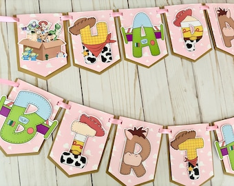 Toy Story Girl Birthday Banner Pink Party Decorations