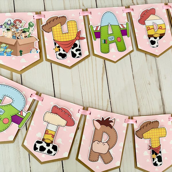 Toy Story Girl Birthday Banner Pink Party Decorations