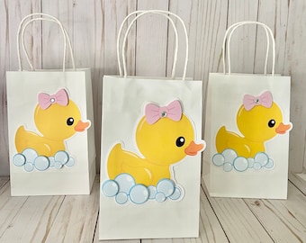Rubber Duck Favor Bags: Girl Birthday Party Goodie Bags