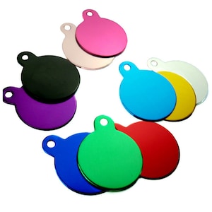 20PCS Livraison gratuite ronde étiquettes en aluminium avec boucle pour la gravure, rond aluminium blanc métal Dog Cat Pet ID Tag dans Dia.23mm