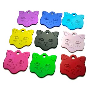 20PCS Gratis verzending Cat Face Shape Gepersonaliseerde Dog Id Tags Aluminium Legering Cat Gezicht Vormige Hond Naam Blank Tags in 23mm * 23mm
