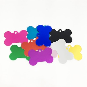 20PCS gratis verzending Bone vorm stempelen gravure tag, aluminium tags voor huisdier in 40mm * 27mm