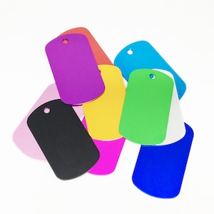 20 piezas, envío gratis, etiquetas de aluminio en blanco con forma de rectángulo para estampado y grabado en 50mm * 30mm, etiquetas militares de aluminio anodizado para perros
