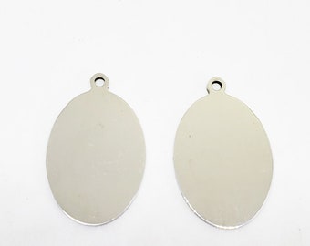 5PCS Custom Stainless Steel Jewelry Tags Oval Branding Tags Charms For Engraving,Engraved Logo Oval Shape silver Tags in 4cm*2.5cm