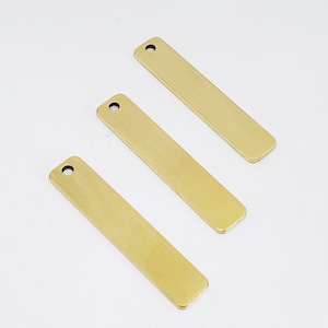 5PCS Rectangle stick forma ottone rame Logo inciso Timbro piccolo Custom Metal Jewelry Tags 5cm