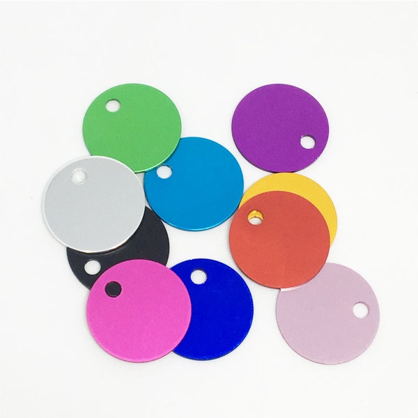 20PCS Free shipping circle shape blank aluminum alloy tags for engraving, oxidation entirety round shape tags for stamping in dia.25mm