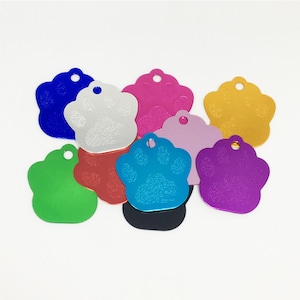 20PCS Libre expédition patte forme étiquette de gravure en aluminium, étiquettes de patte en alliage d’aluminium pour l’estampage en 28mm *26mm,Paw Print ID Tag Dog tag Cat Pet