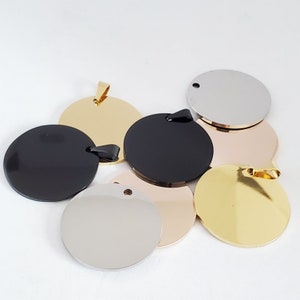 5PCS Gepersonaliseerde graveren roestvrij staal sublimatie aangepaste hond tag Dia 3,5cm/3cm/2,5 cm in ronde cirkelvorm, hoogwaardig staal