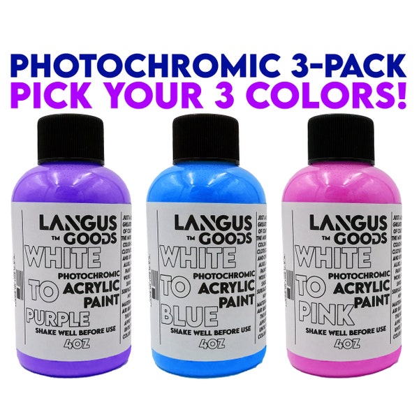 UV Color Changing Fabric & Airbrush Paint - 3 Pack - Changes Color In Sunlight And Changes Back When Sunlight Is Blocked! Photochromic Paint