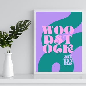 Woodstock Poster, Hippie Wall Art Print, Trendy Boho Print, Dorm Room Artwork, Instant Download
