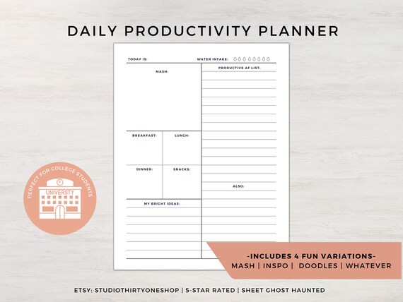 Printable Daily Productivity Planner - Etsy
