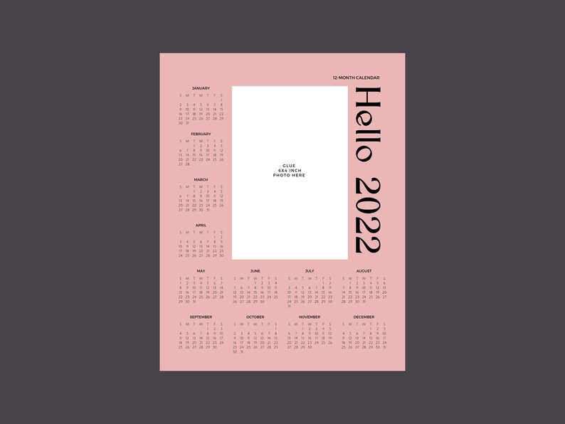 Customizable 2022 Calendar DIY 2022 Printable Calendar Etsy